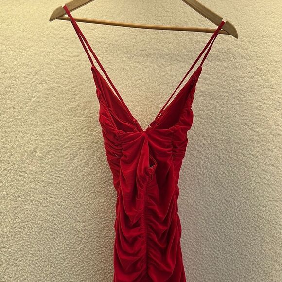 Jump Apparel Ruched Double Strap Jersey Gown‎ Red Size 5/6 - Picture 5 of 8